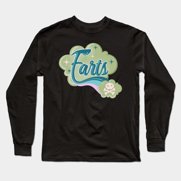 Farts Green Poison Cloud Kawaii Skull and Crossbones Long Sleeve T-Shirt by xenotransplant